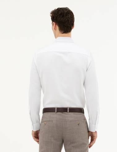 Beyaz Slim Fit Uzun Kollu Gömlek