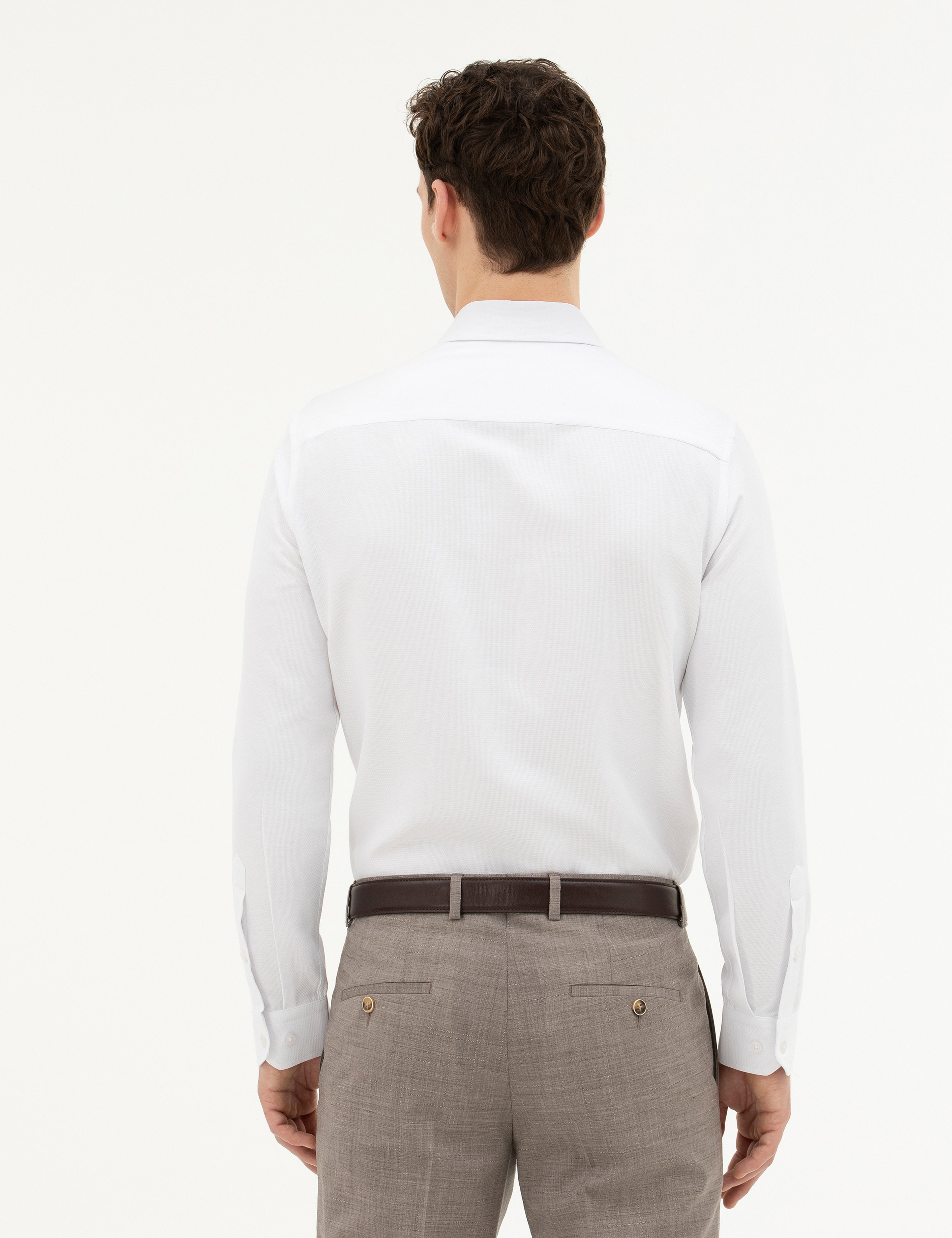 Beyaz Slim Fit Uzun Kollu Gömlek - Image 5