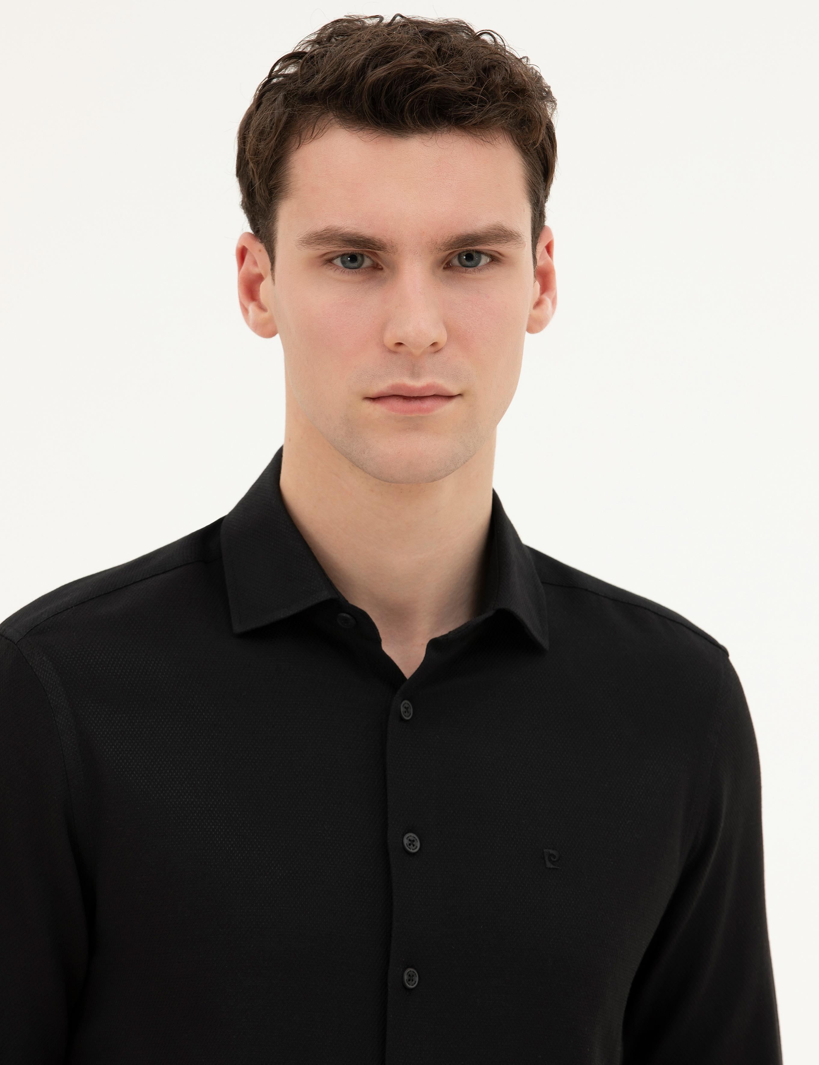 Siyah Slim Fit Uzun Kollu Gömlek