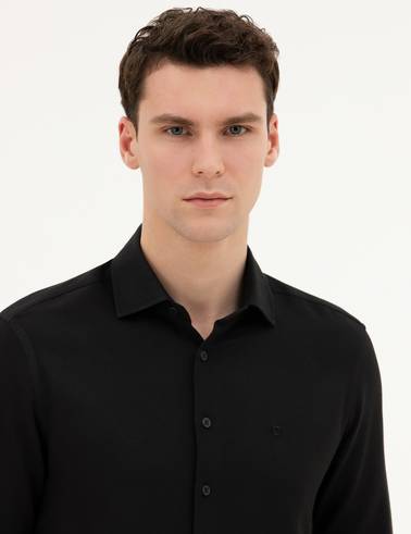 Siyah Slim Fit Uzun Kollu Gömlek