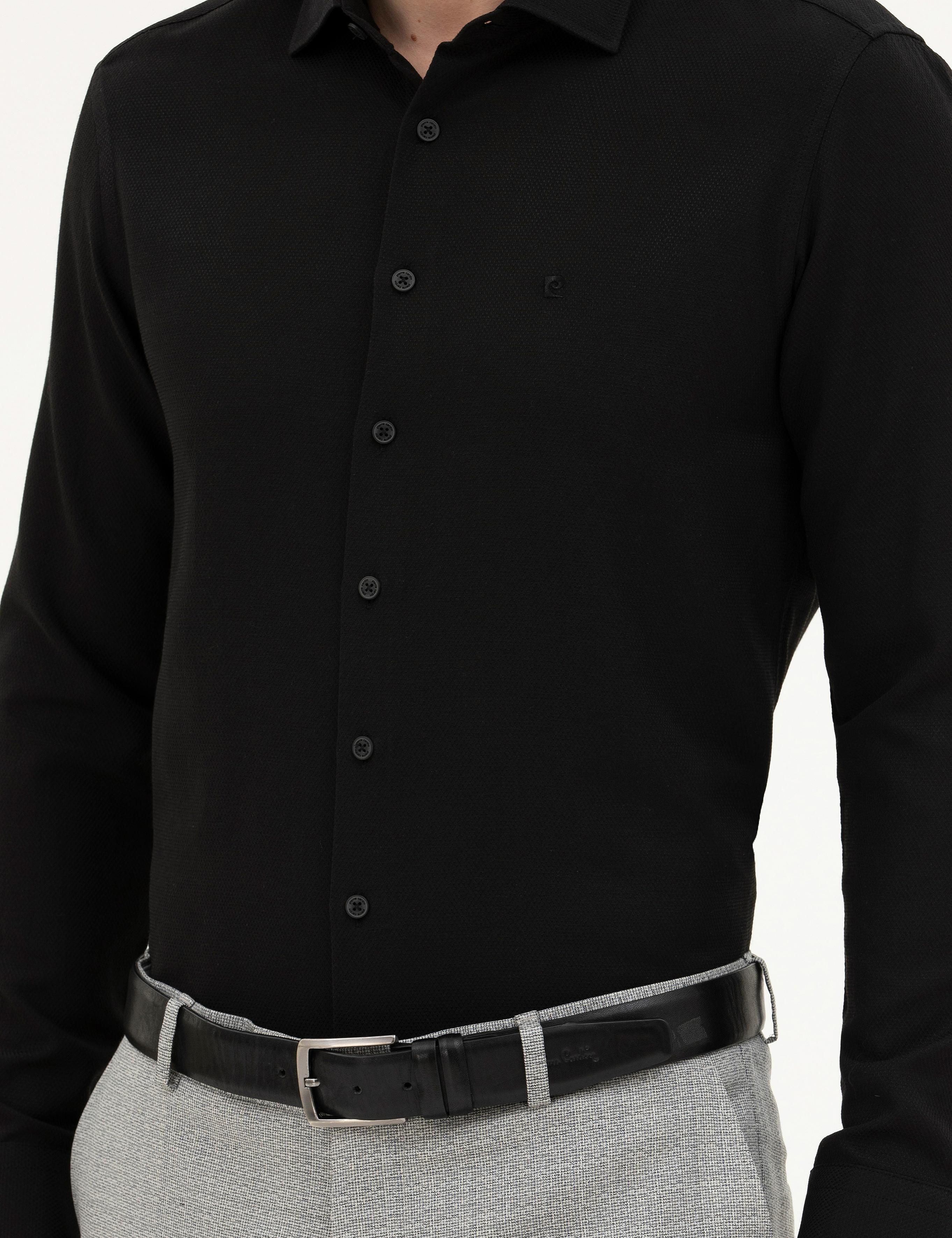 Siyah Slim Fit Uzun Kollu Gömlek