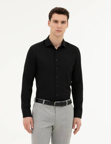 Siyah Slim Fit Uzun Kollu Gömlek