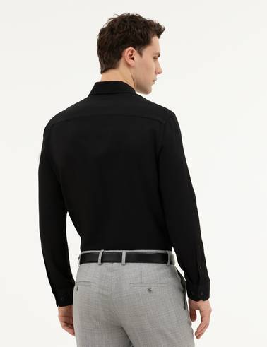 Siyah Slim Fit Uzun Kollu Gömlek