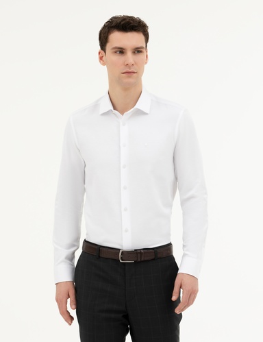 Beyaz Slim Fit Uzun Kollu Gömlek