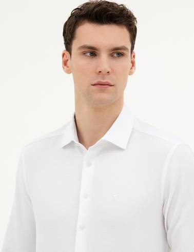 Beyaz Slim Fit Uzun Kollu Gömlek