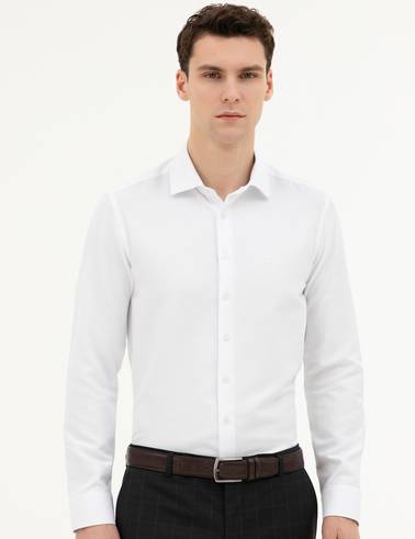 Beyaz Slim Fit Uzun Kollu Gömlek