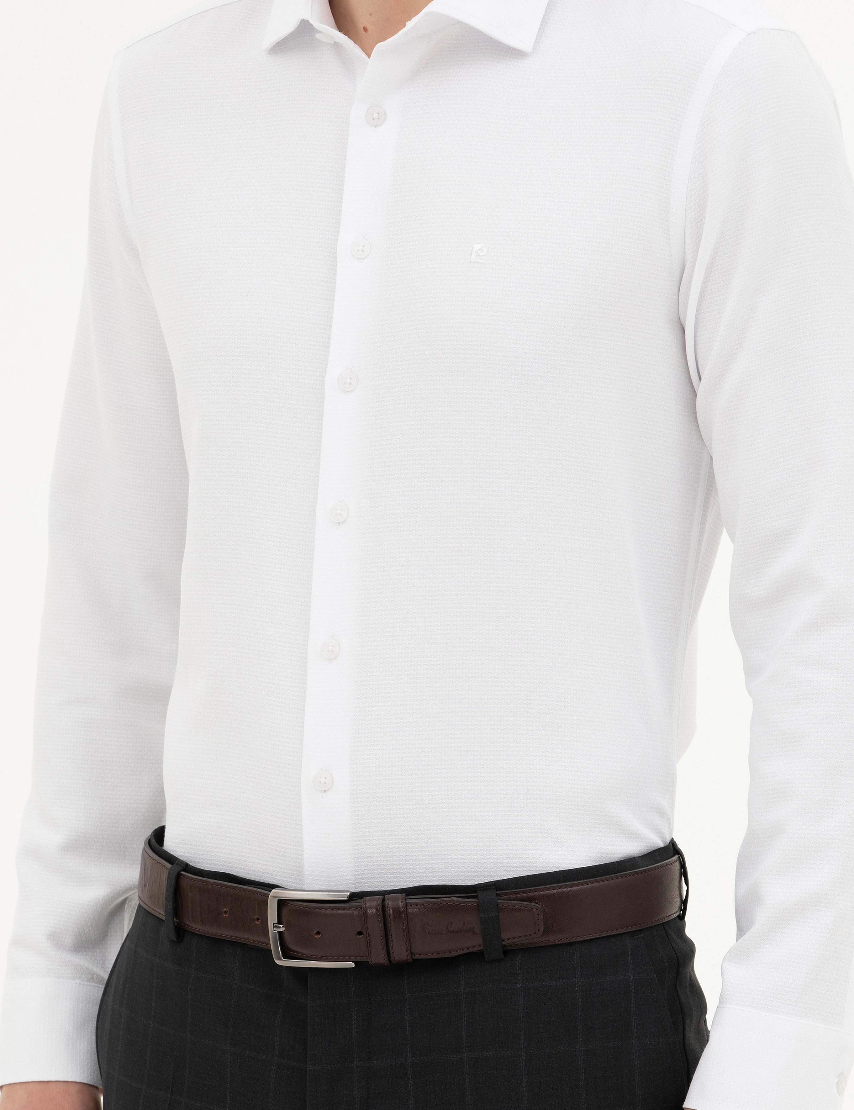 Beyaz Slim Fit Uzun Kollu Gömlek