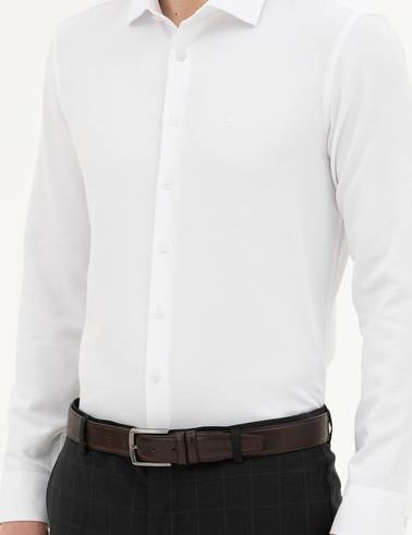 Beyaz Slim Fit Uzun Kollu Gömlek