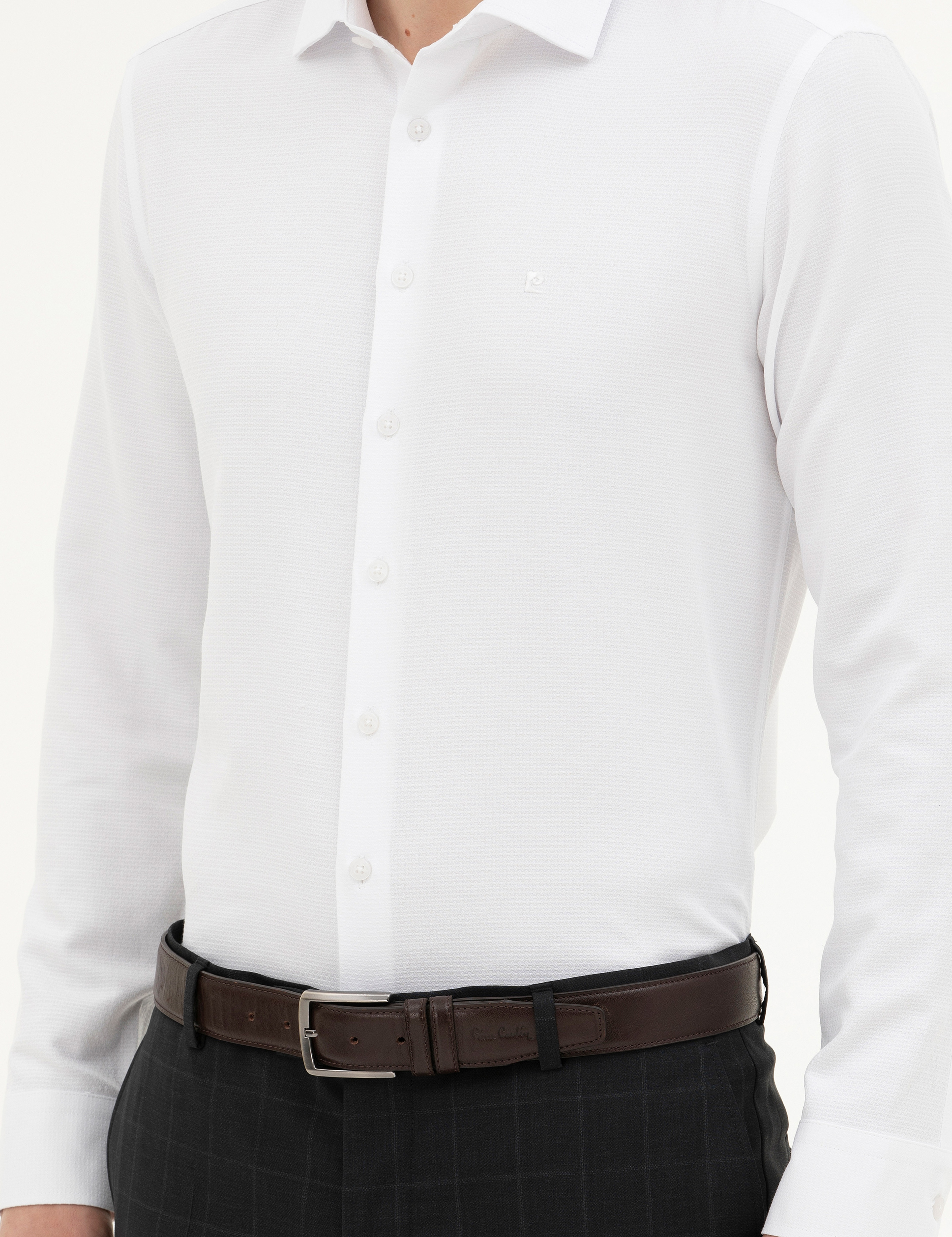 Beyaz Slim Fit Uzun Kollu Gömlek