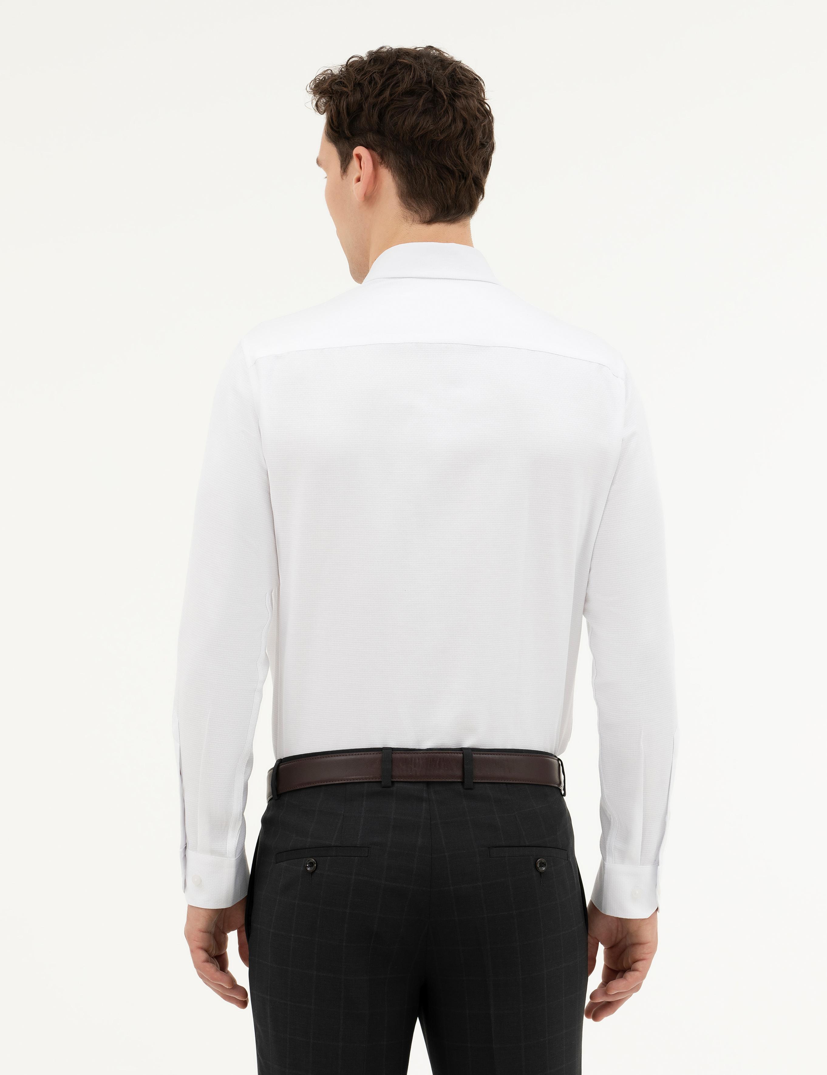 Beyaz Slim Fit Uzun Kollu Gömlek