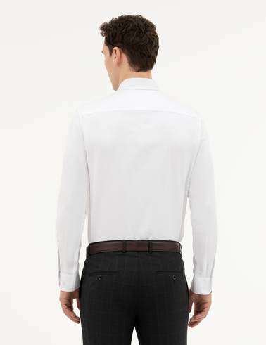 Beyaz Slim Fit Uzun Kollu Gömlek
