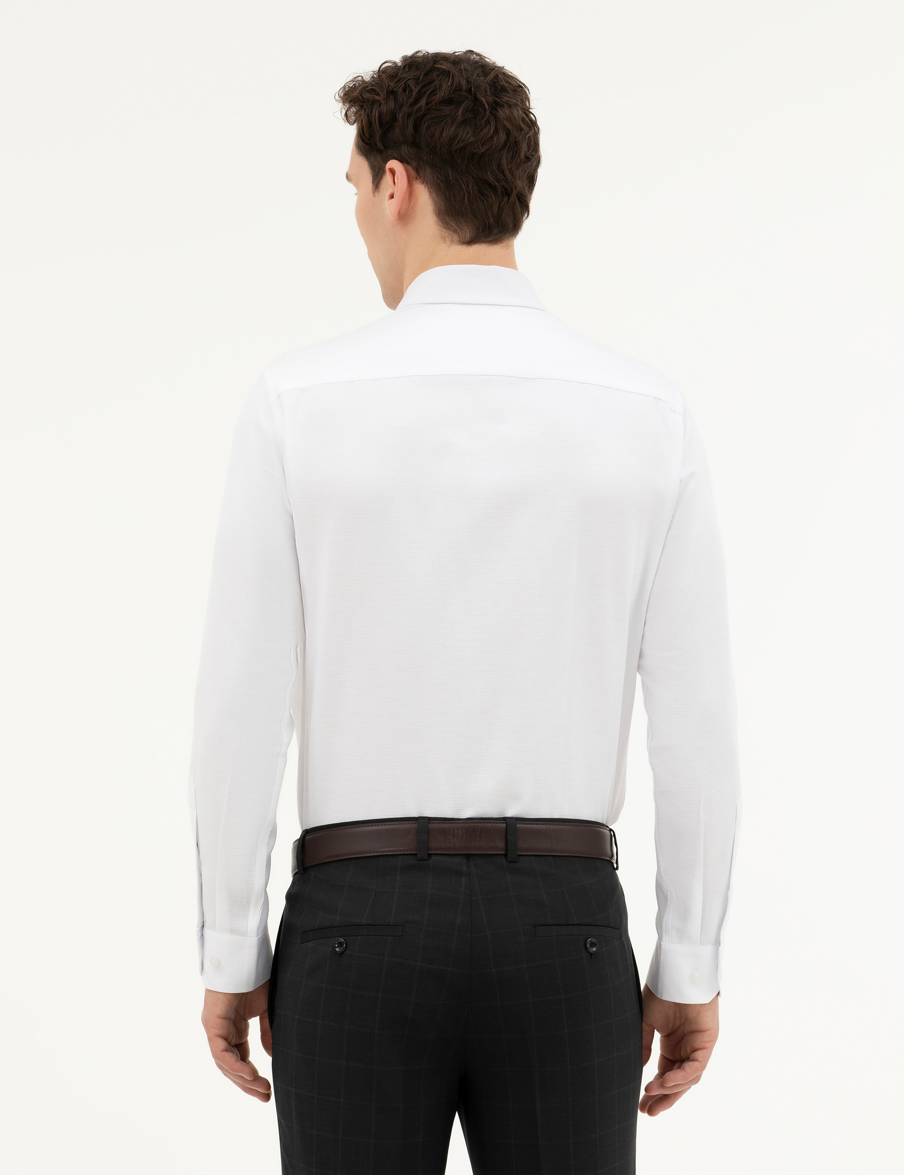 Beyaz Slim Fit Uzun Kollu Gömlek - Image 5