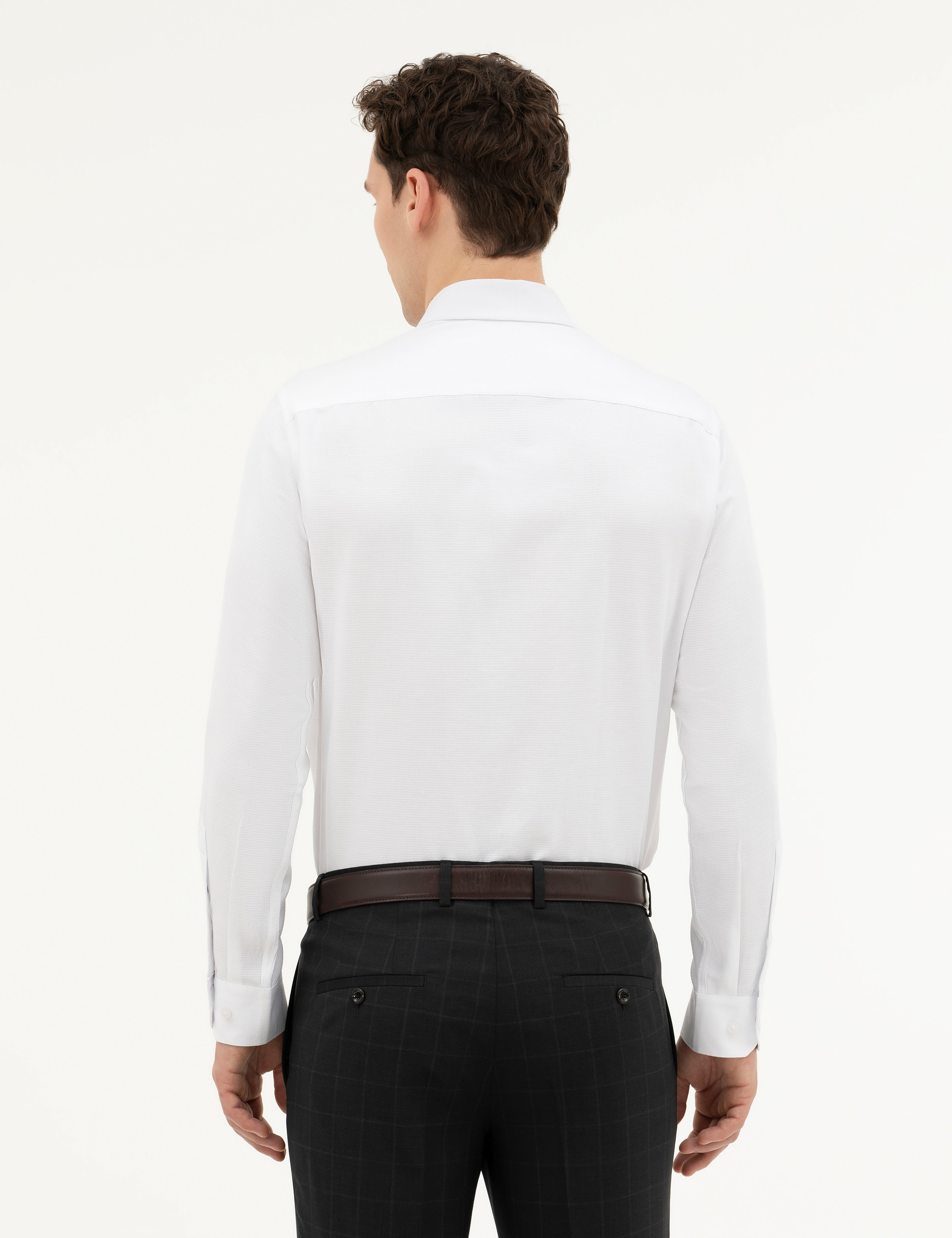 Beyaz Slim Fit Uzun Kollu Gömlek