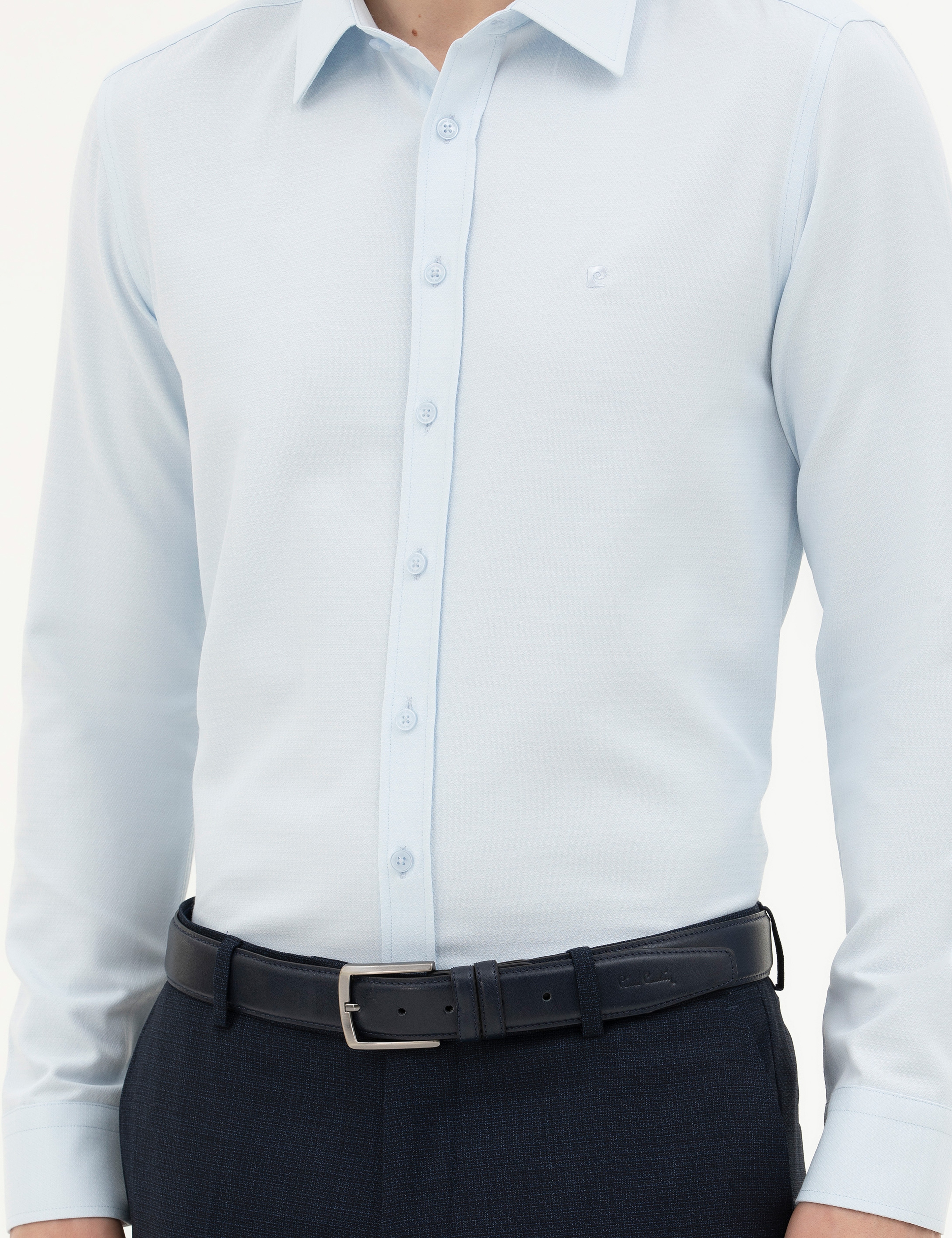 Açık Mavi Slim Fit Uzun Kollu Gömlek - Image 6