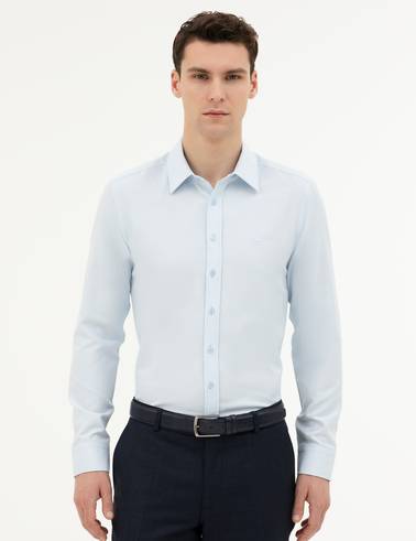 Açık Mavi Slim Fit Uzun Kollu Gömlek