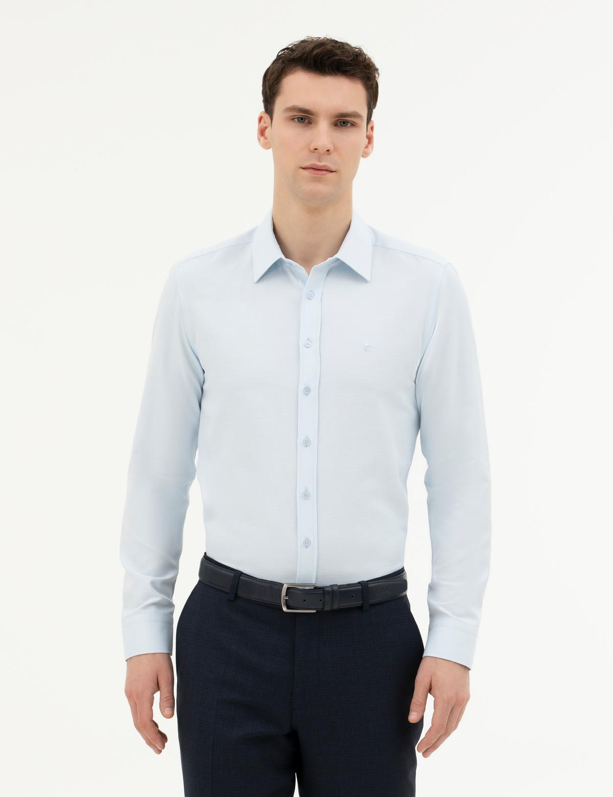 Açık Mavi Slim Fit Uzun Kollu Gömlek