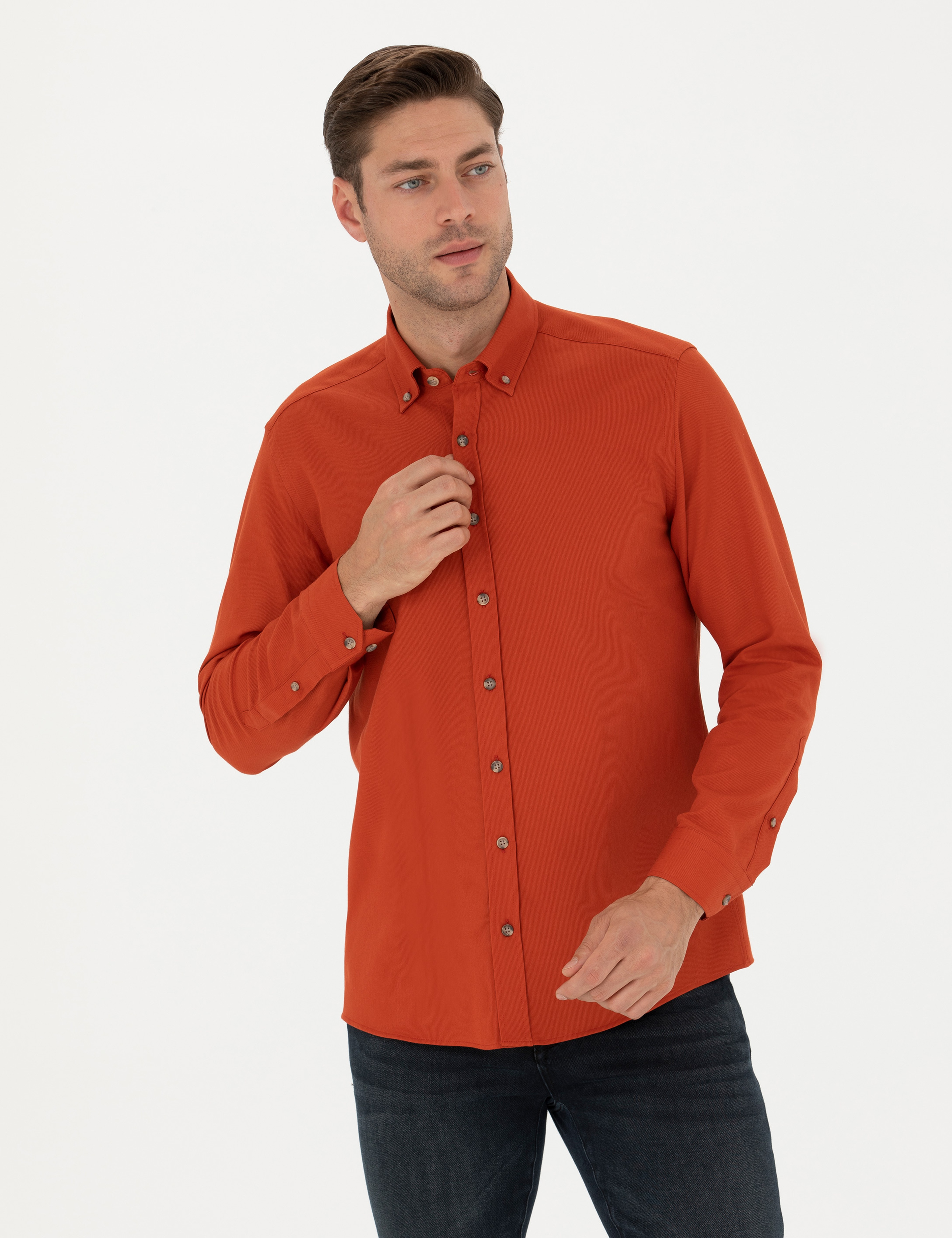 Kiremit Regular Fit Uzun Kollu Gömlek - Image 2