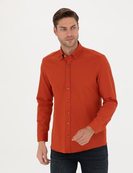 Kiremit Regular Fit Uzun Kollu Gömlek - 50276553052