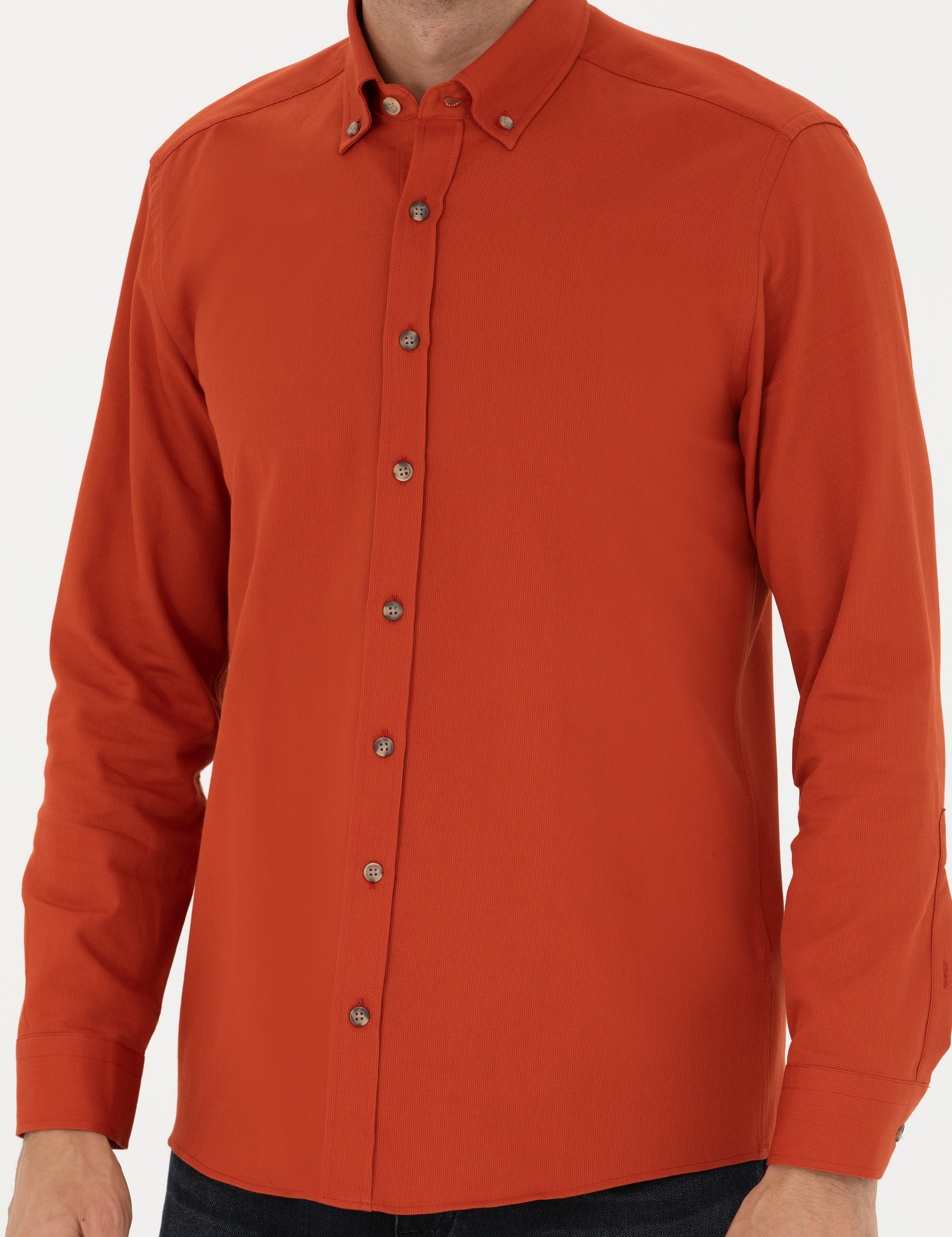Kiremit Regular Fit Uzun Kollu Gömlek - Image 5