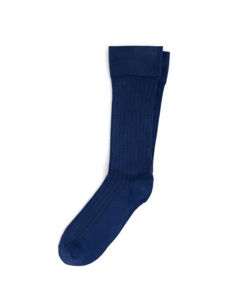 Erkek Bambu Karışımlı Mavi Soket Desenli Çorap - 50280854002