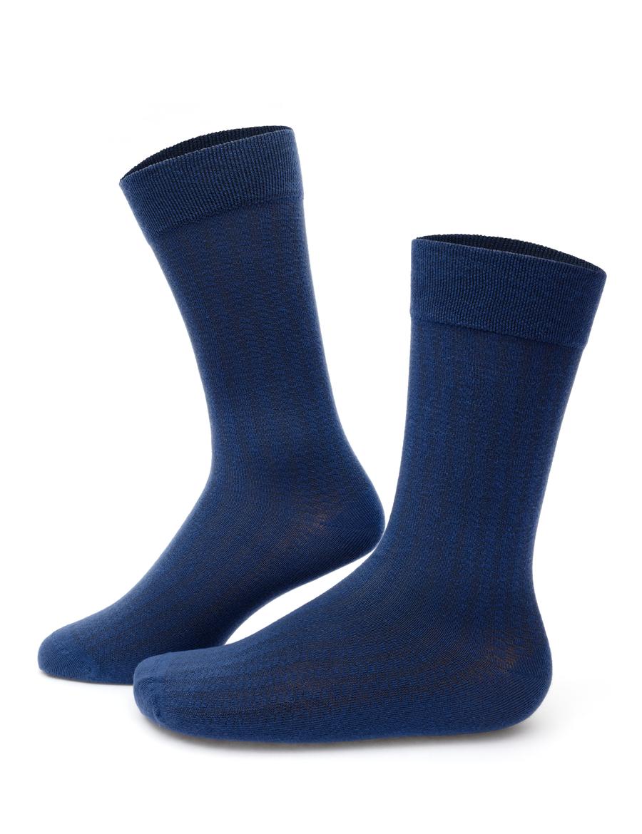 Erkek Bambu Karışımlı Mavi Soket Desenli Çorap