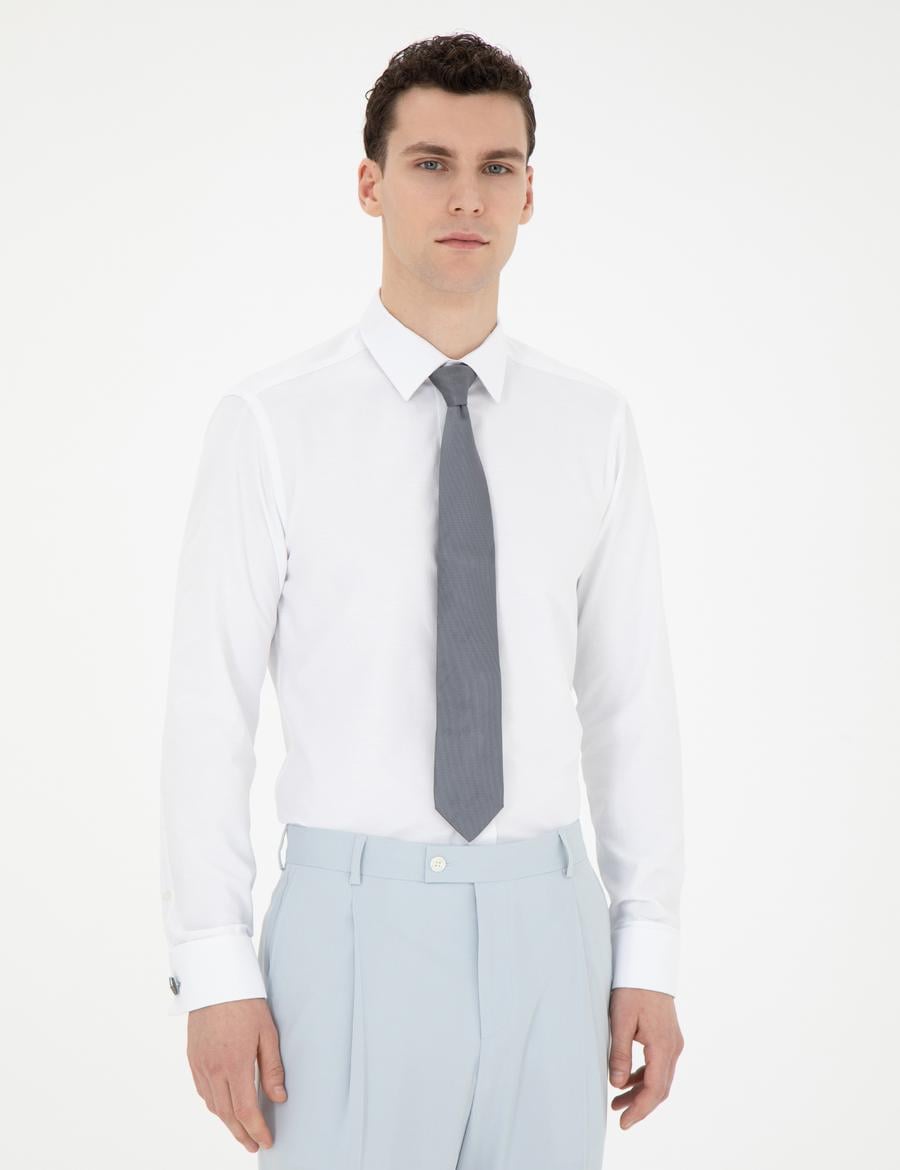 Beyaz Slim Fit Uzun Kollu Klasik Gömlek