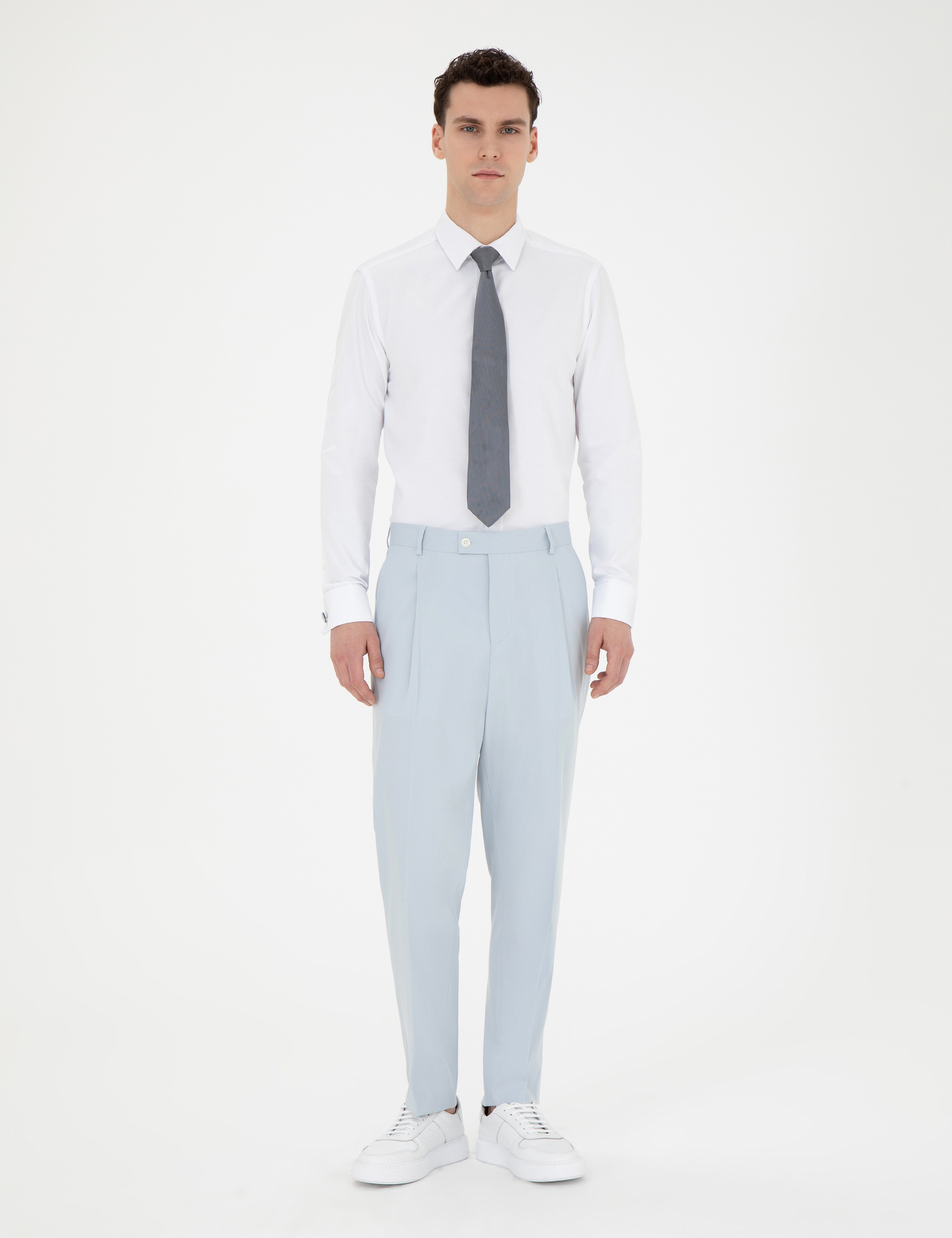 Beyaz Slim Fit Uzun Kollu Klasik Gömlek - Image 4