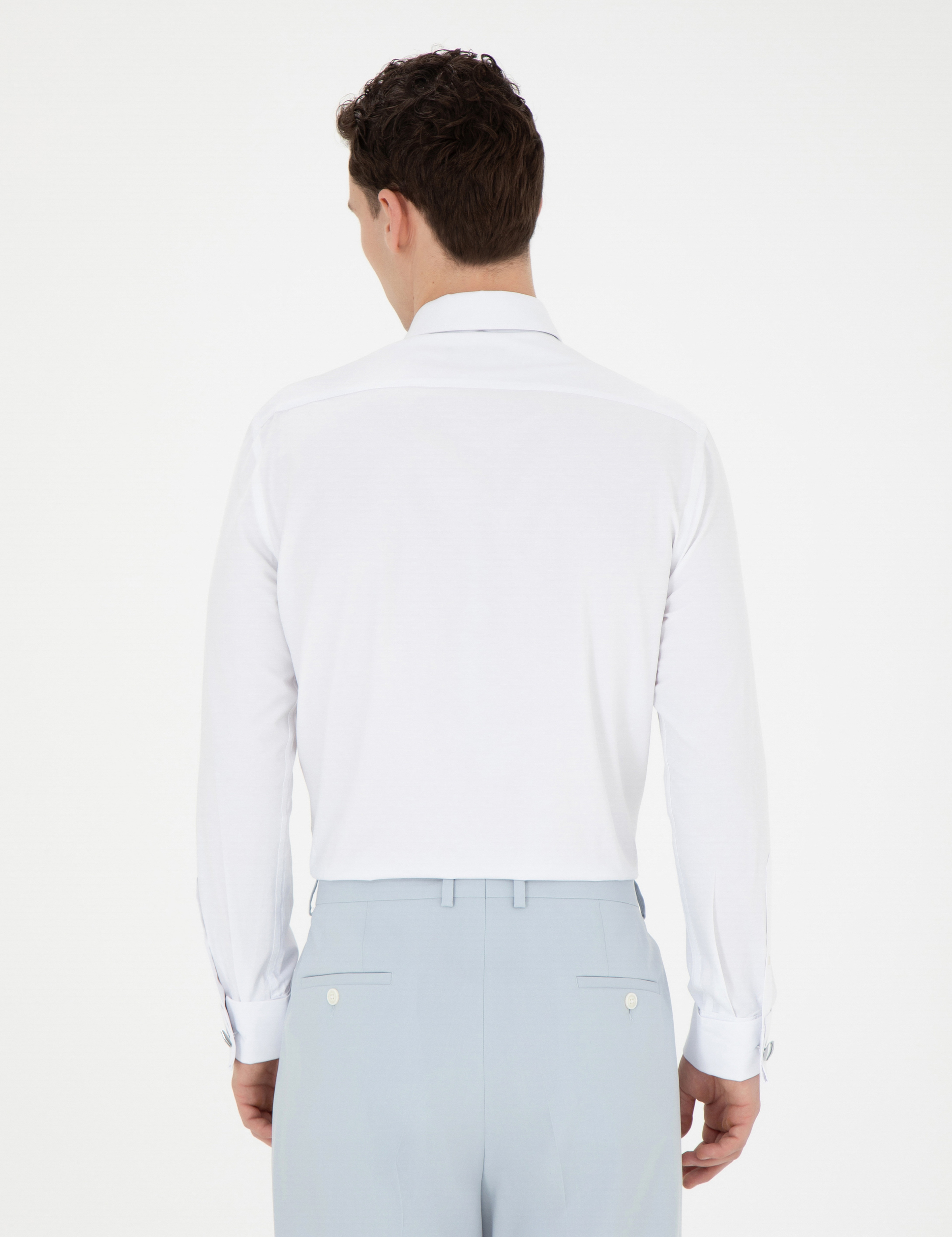 Beyaz Slim Fit Uzun Kollu Klasik Gömlek - Image 5