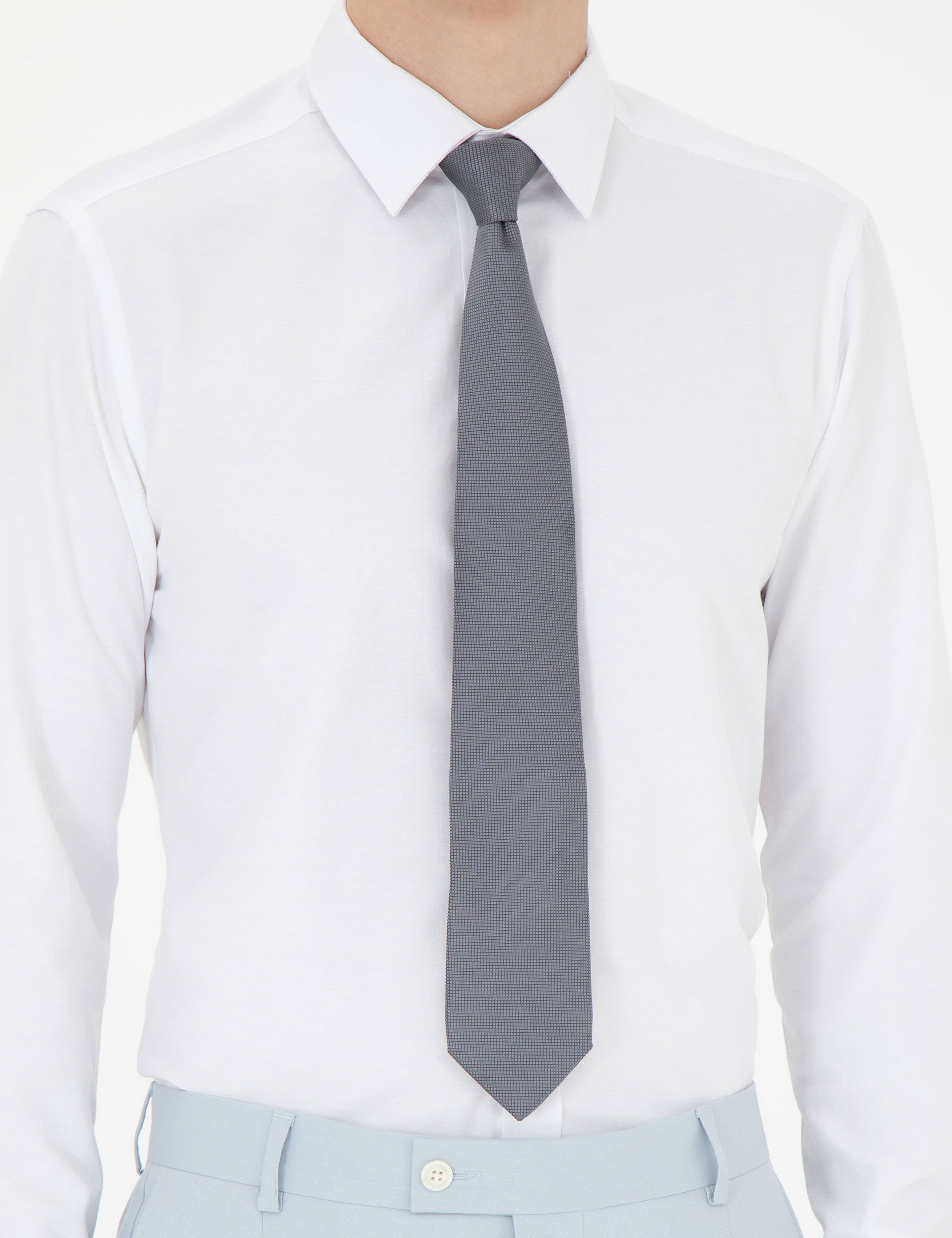 Beyaz Slim Fit Uzun Kollu Klasik Gömlek - Image 6