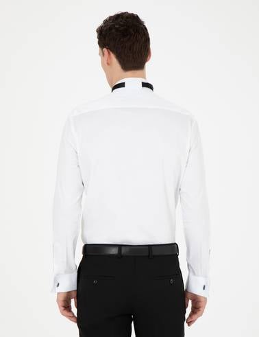 Beyaz Slim Fit Smokin Gömlek