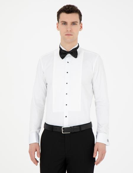 Beyaz Slim Fit Smokin Gömlek - 50256425011