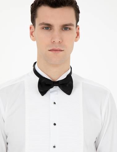 Beyaz Slim Fit Smokin Gömlek