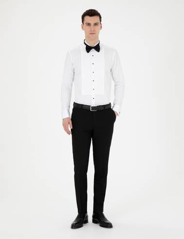 Beyaz Slim Fit Smokin Gömlek