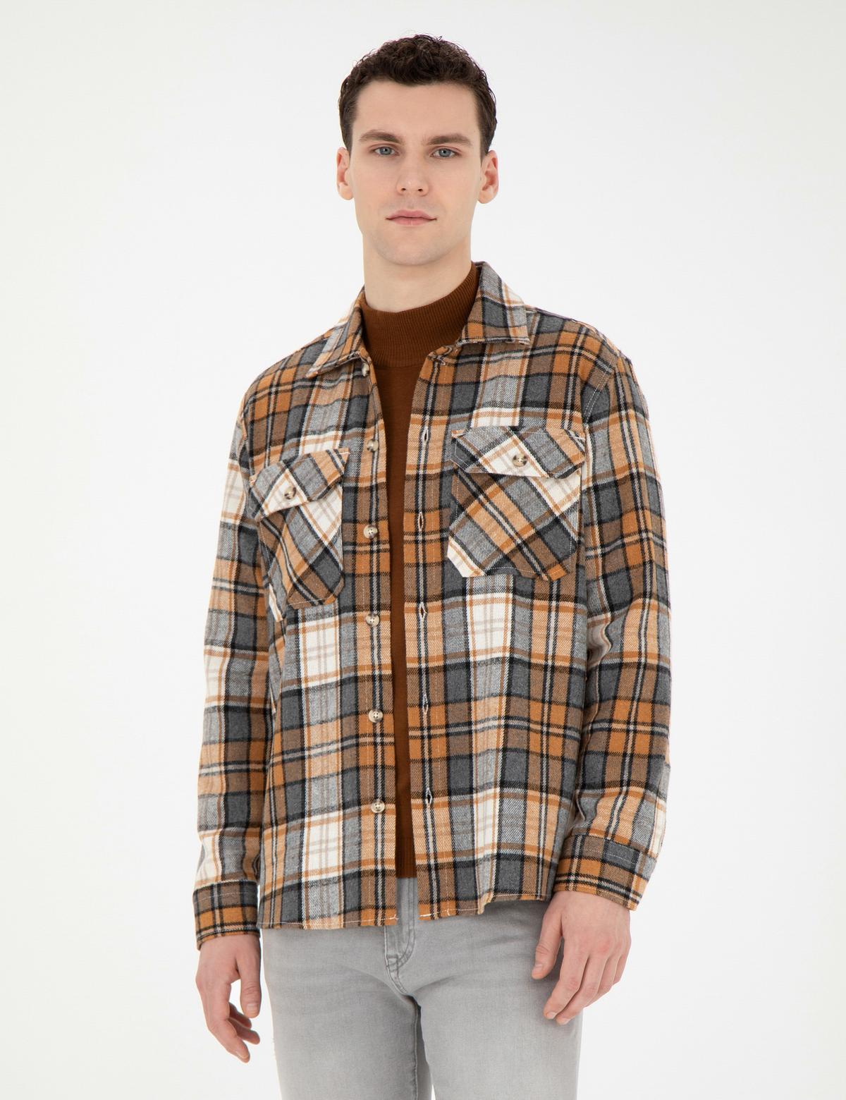 Açık Kahverengi Oduncu Oversize Uzun Kollu Gömlek