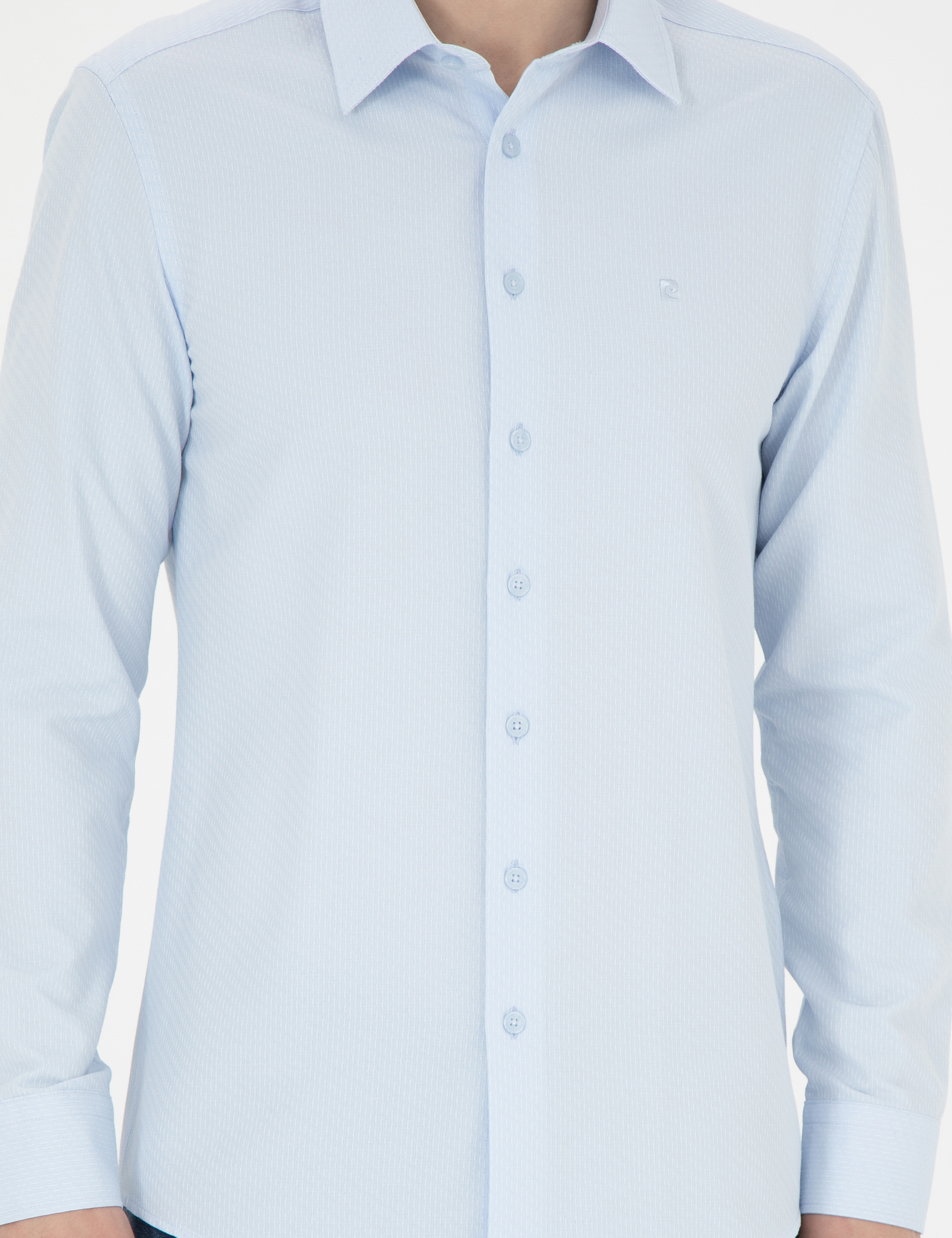Açık Mavi Slim Fit Uzun Kollu Gömlek - Image 6