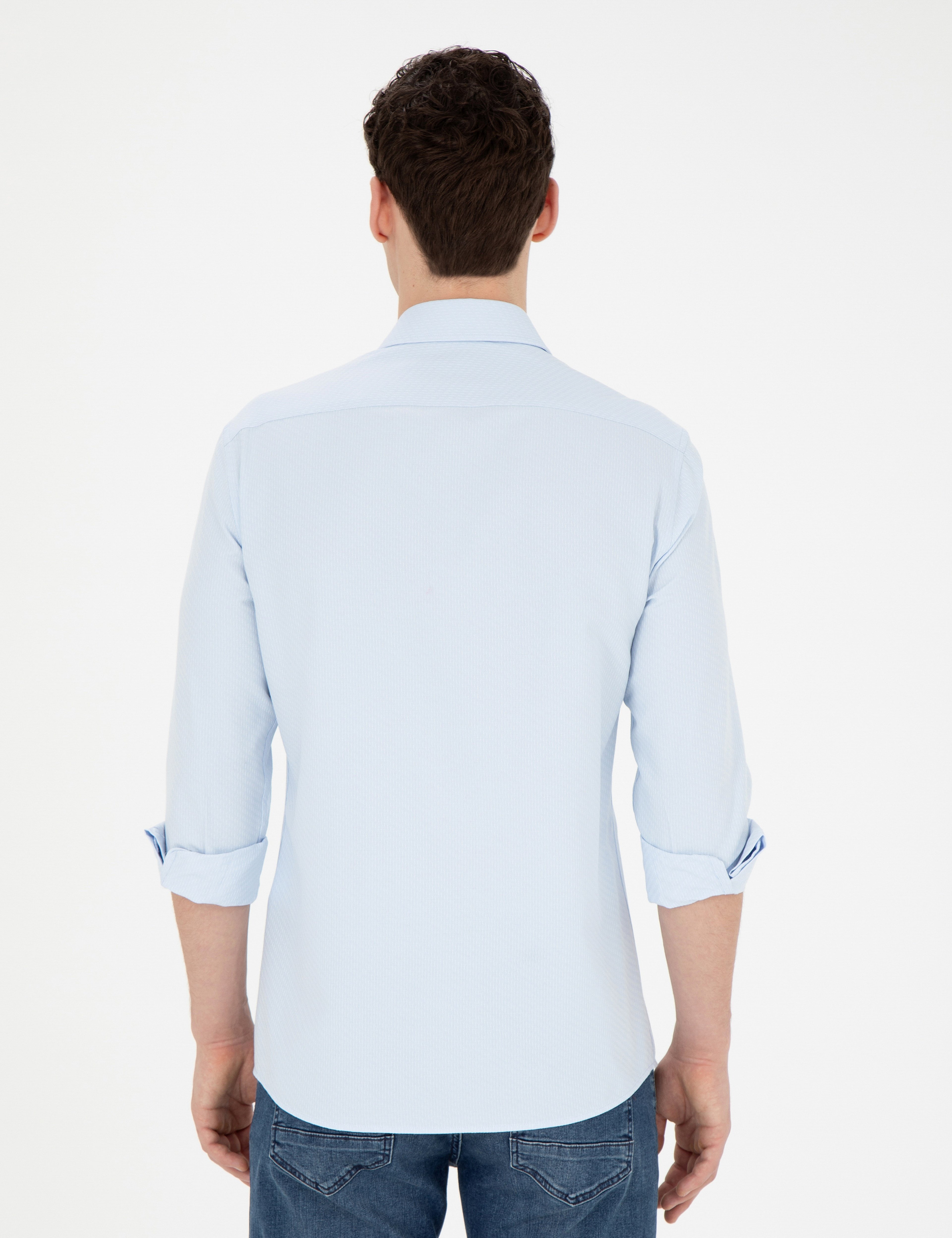 Açık Mavi Slim Fit Uzun Kollu Gömlek