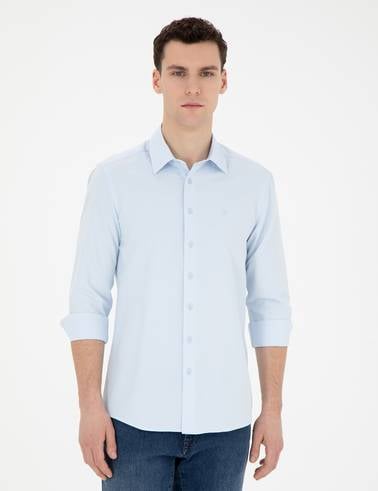 Açık Mavi Slim Fit Uzun Kollu Gömlek