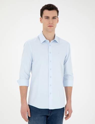Açık Mavi Slim Fit Uzun Kollu Gömlek
