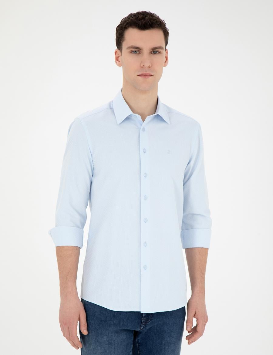 Açık Mavi Slim Fit Uzun Kollu Gömlek