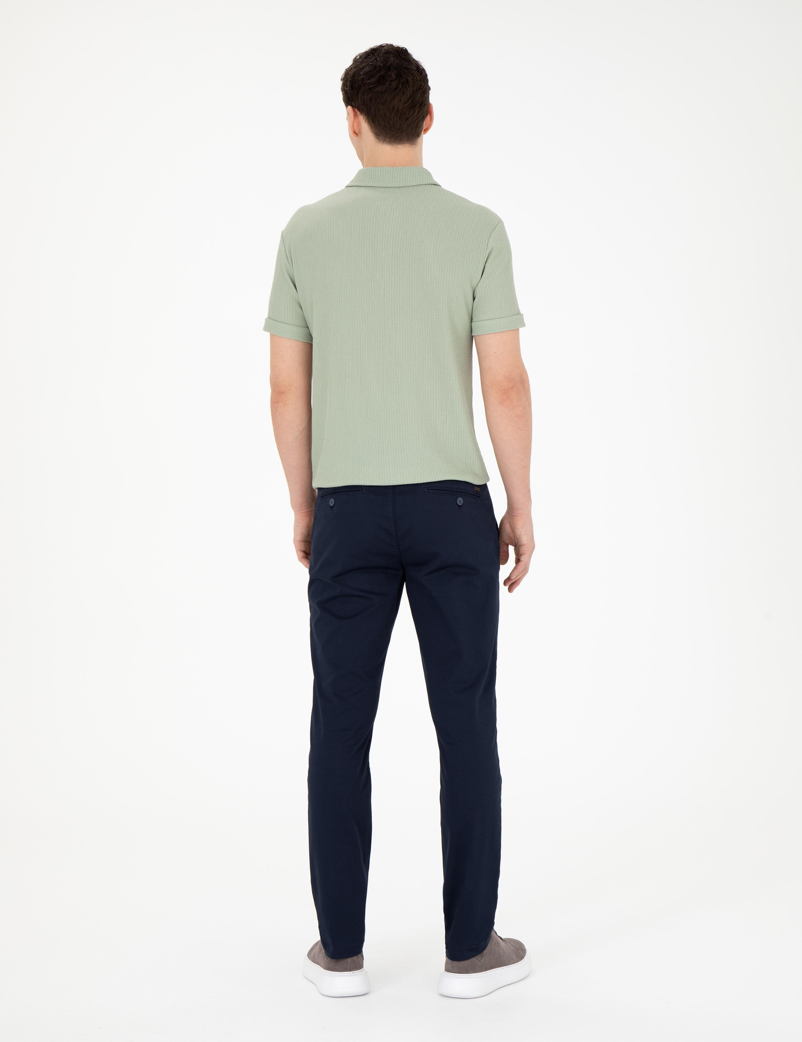 Lacivert Slim Fit Kanvas Pantolon