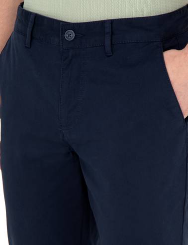 Lacivert Slim Fit Kanvas Pantolon
