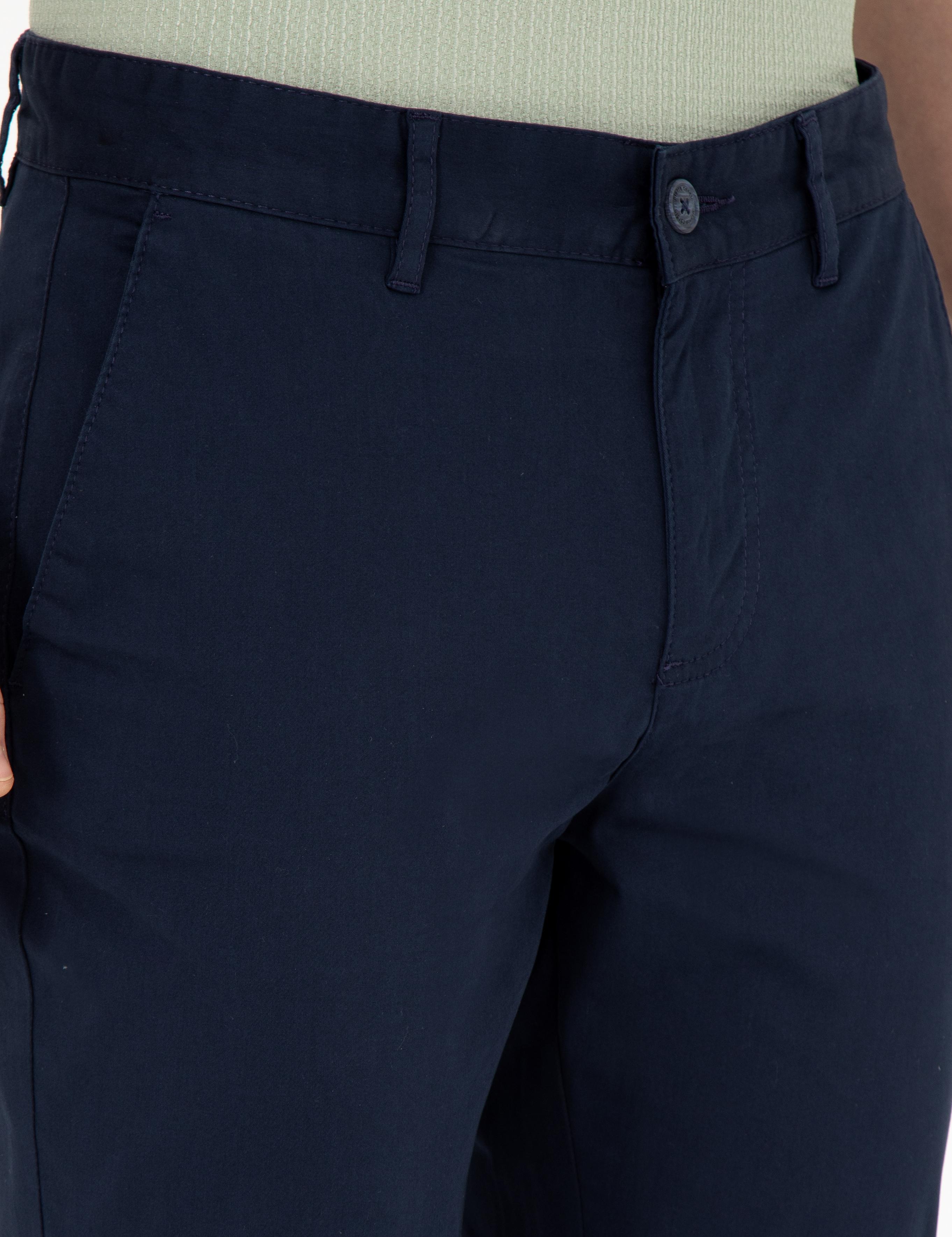 Lacivert Slim Fit Kanvas Pantolon