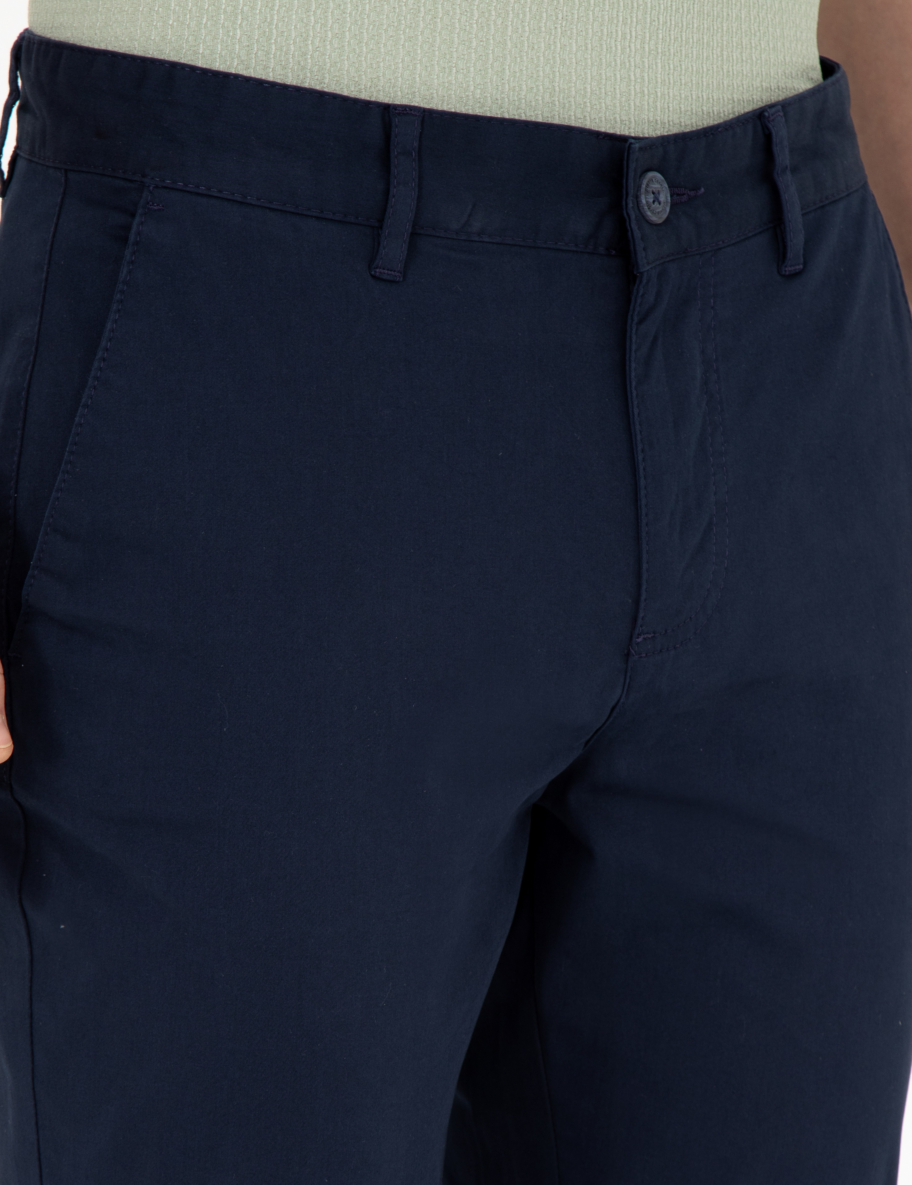 Lacivert Slim Fit Basic Kanvas Pantolon