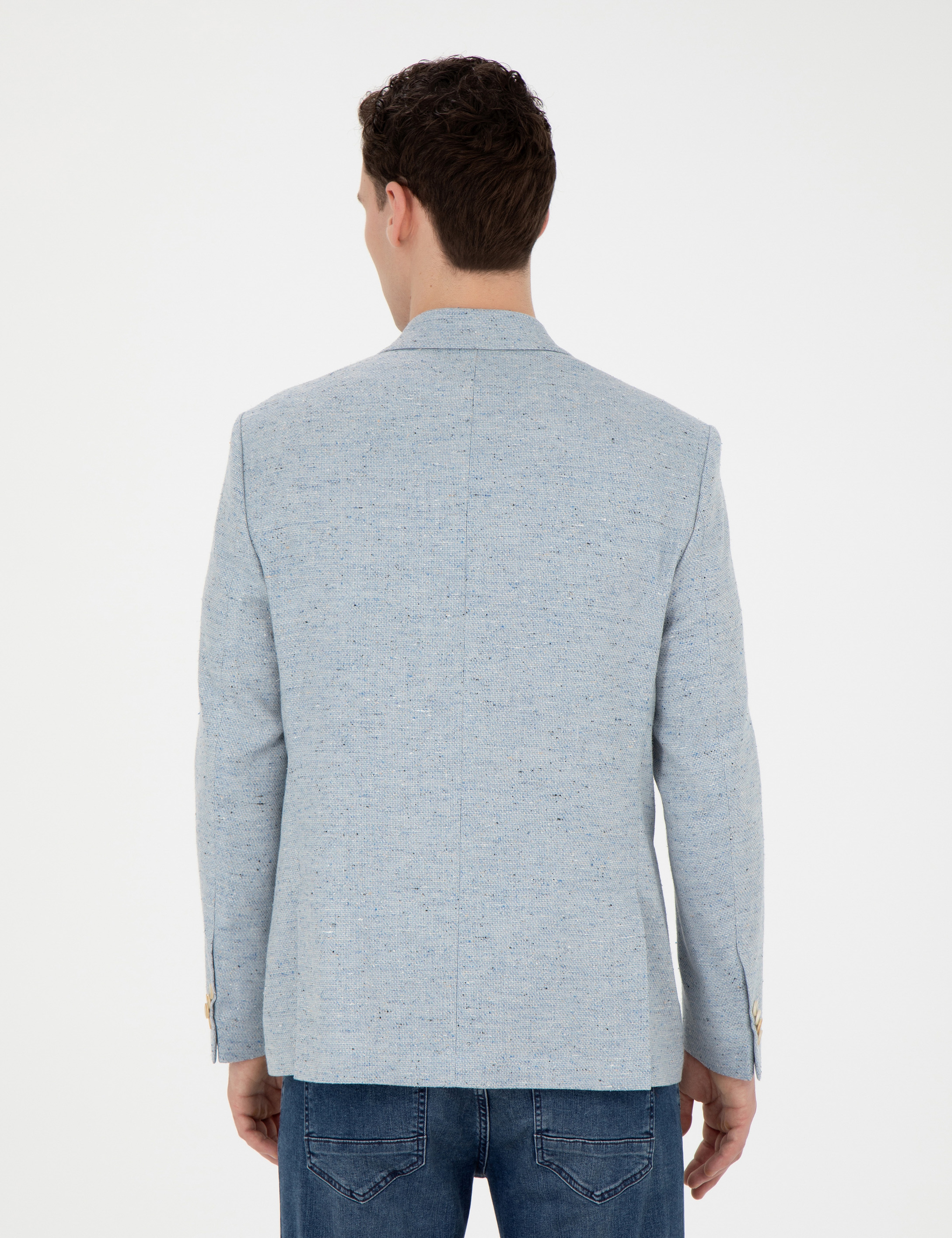 Açık Mavi Slim Fit Ceket - Image 5