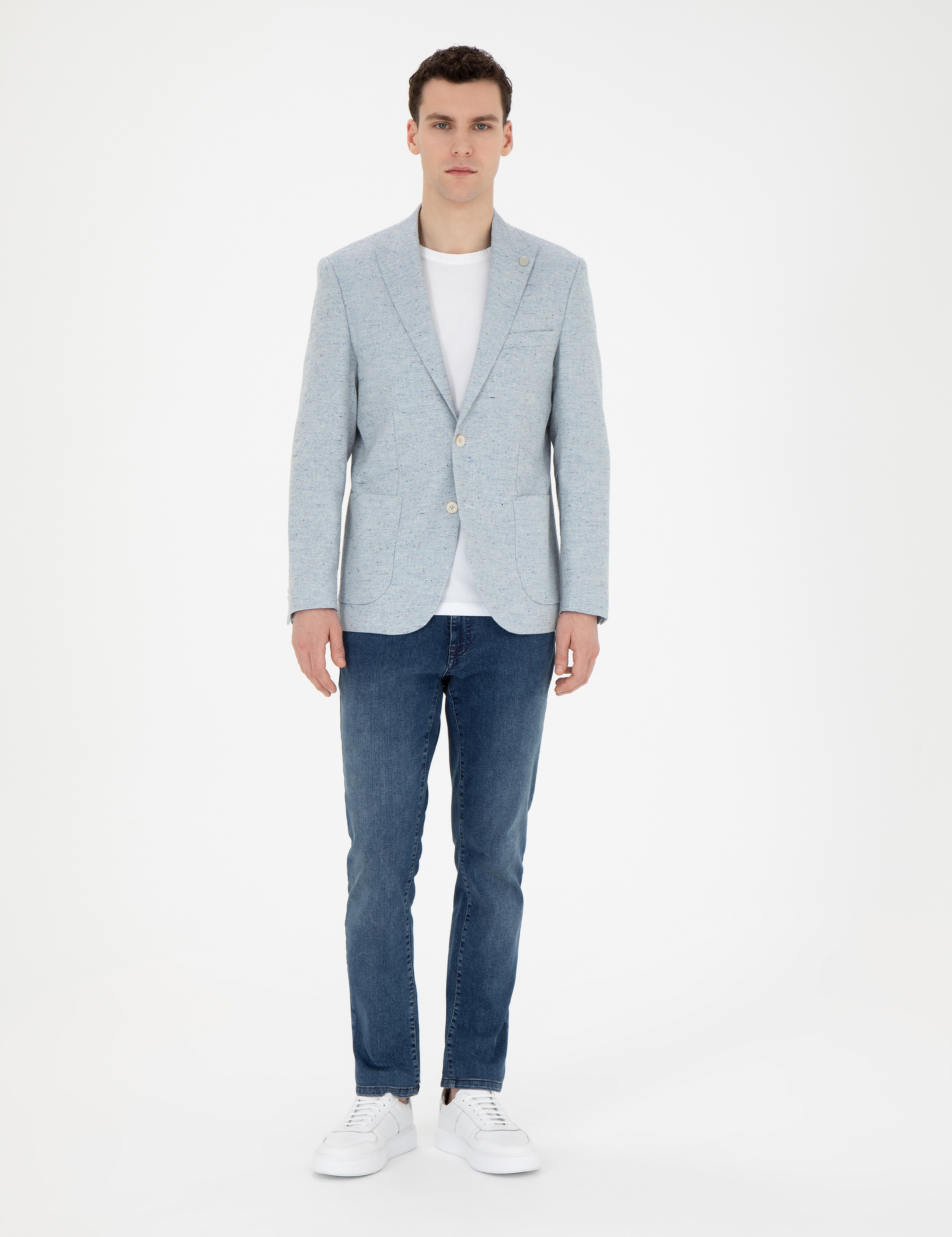 Açık Mavi Slim Fit Ceket - Image 4