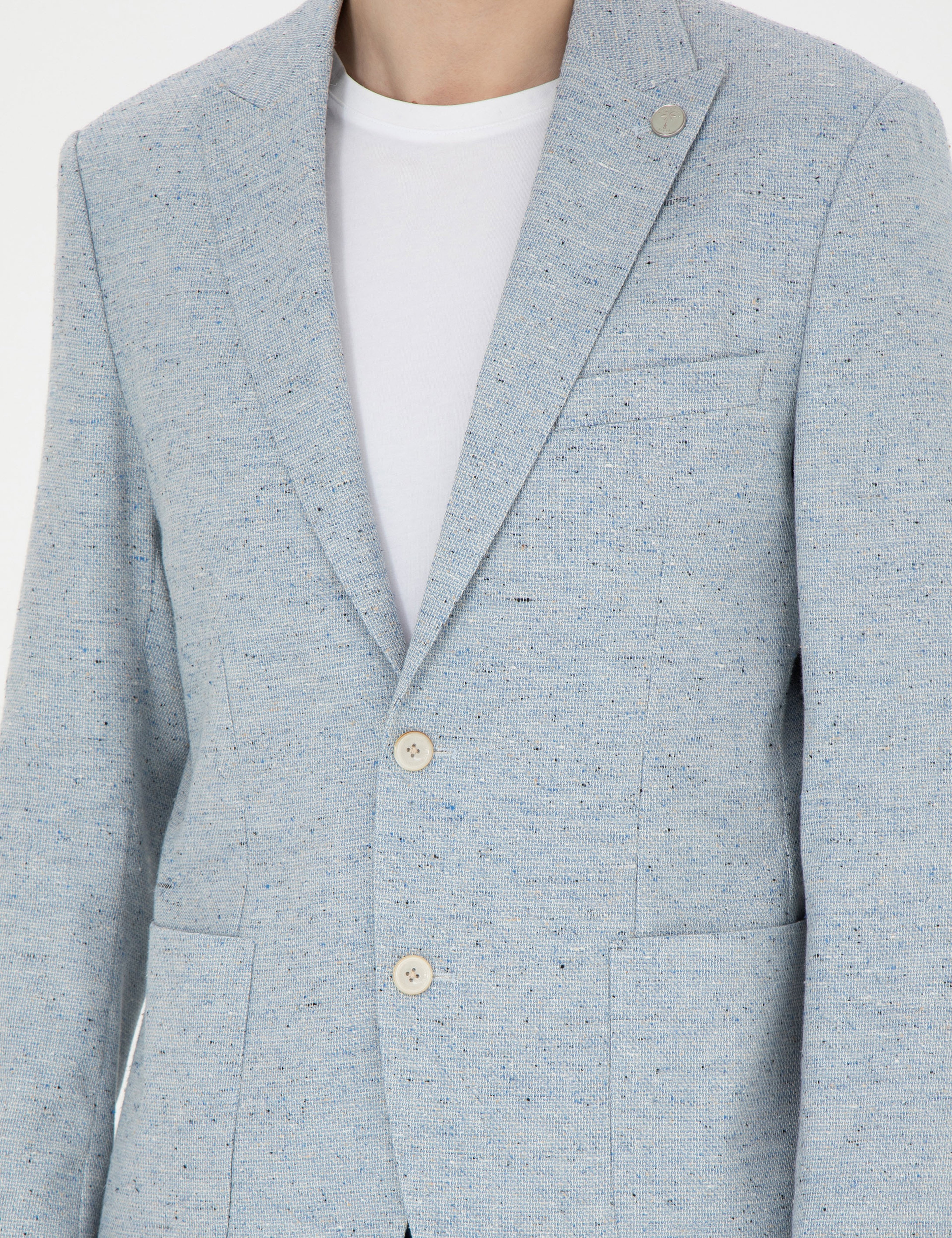 Açık Mavi Slim Fit Ceket - Image 6