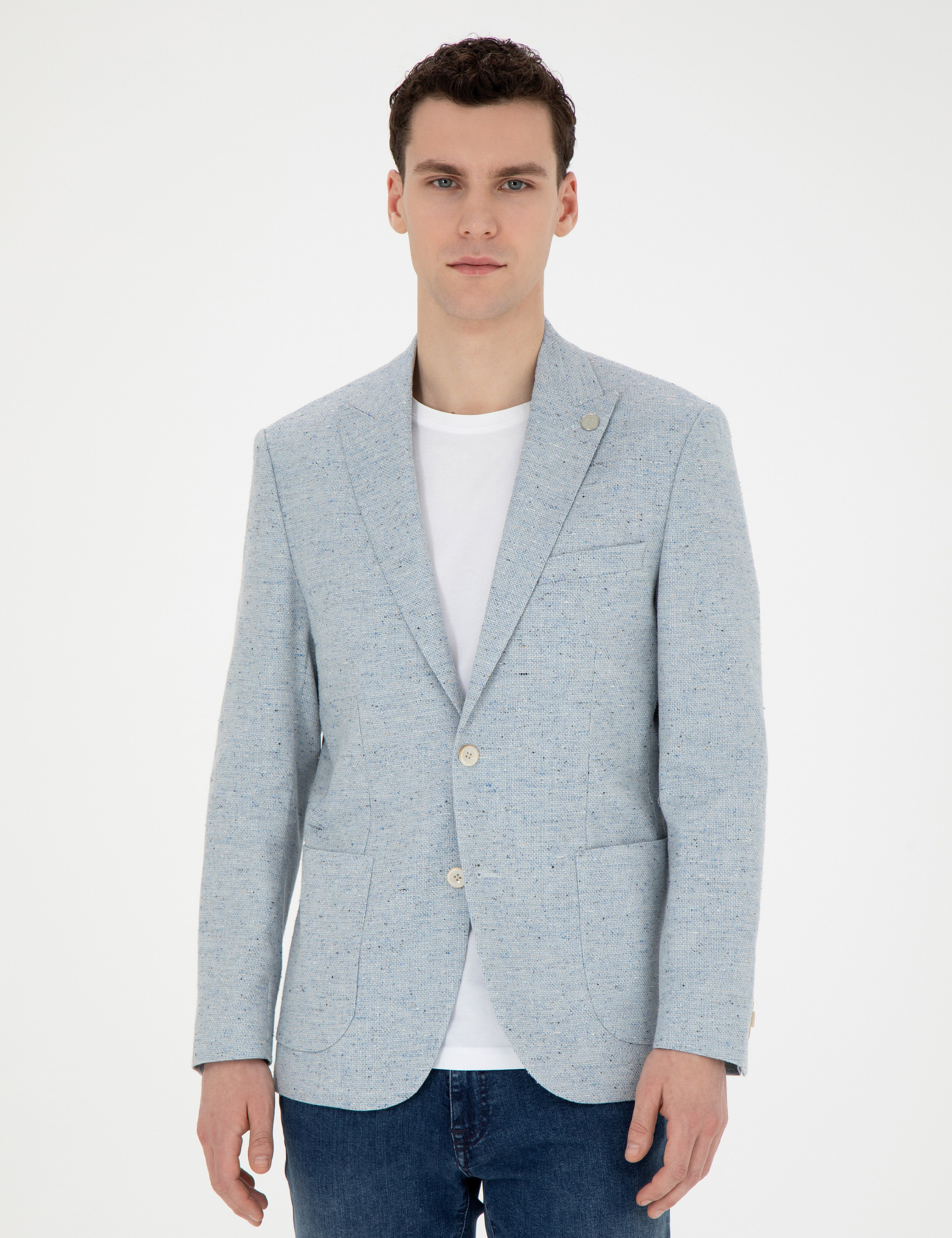 Açık Mavi Slim Fit Ceket
