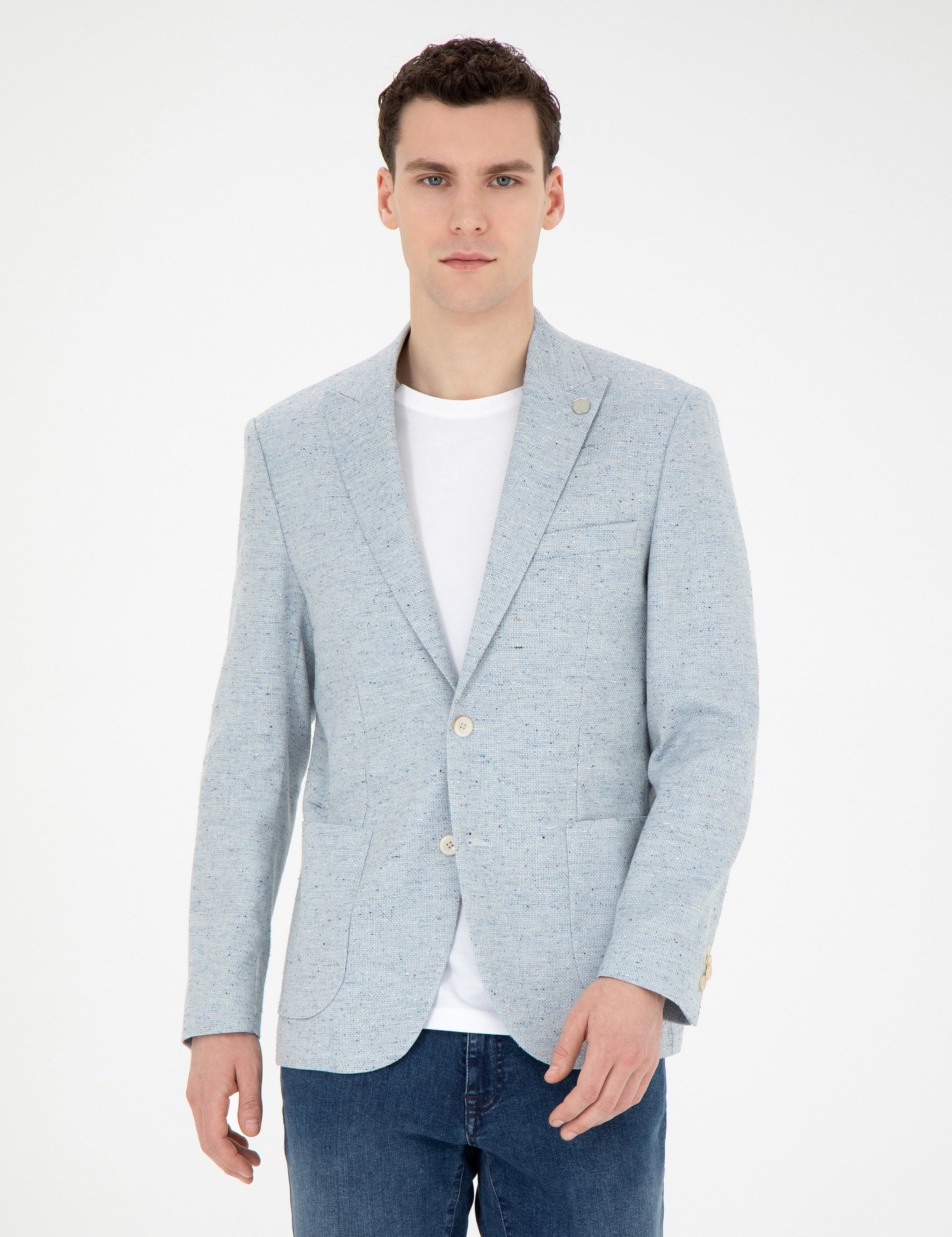 Açık Mavi Slim Fit Ceket