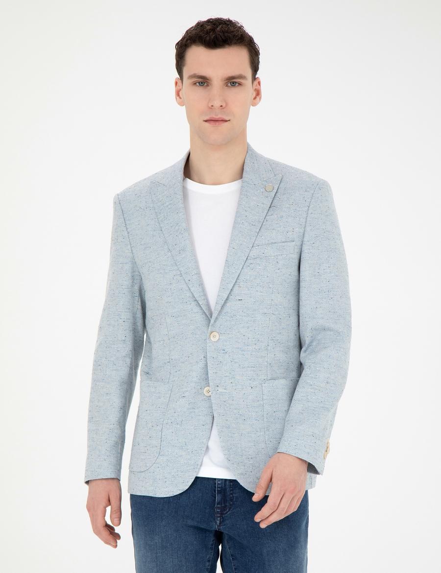 Açık Mavi Slim Fit Ceket