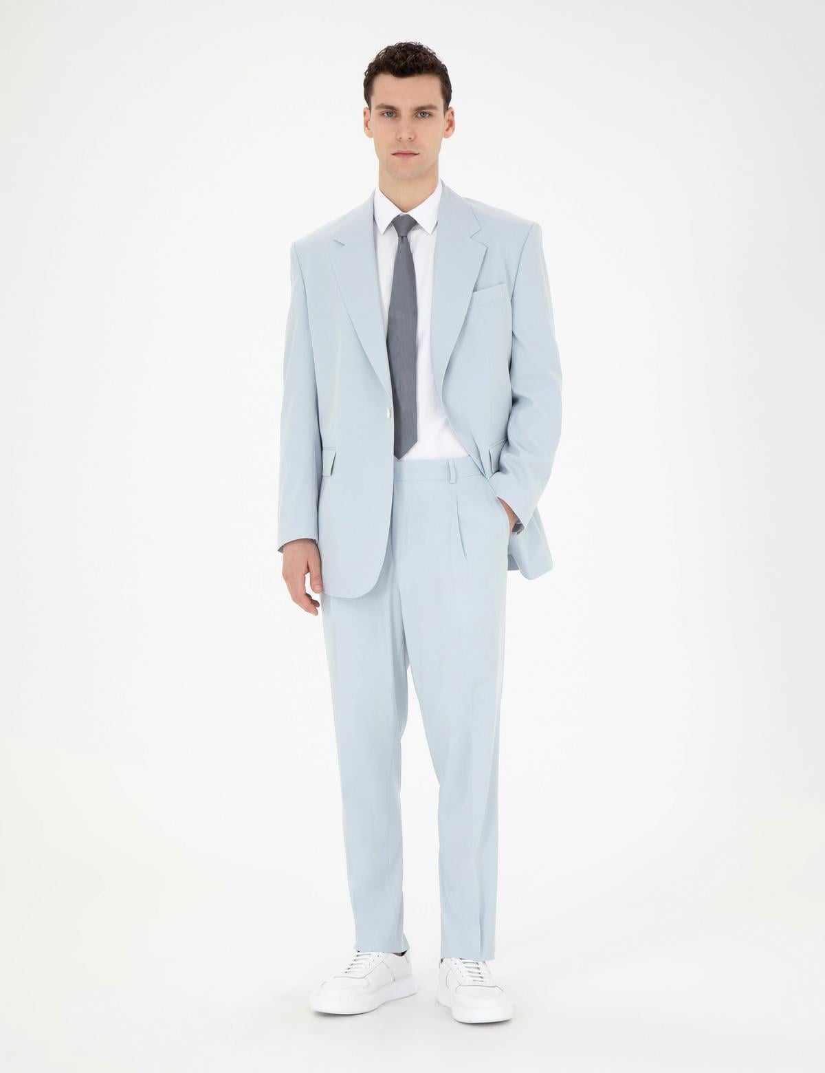 Açık Mavi Oversize Takım Elbise